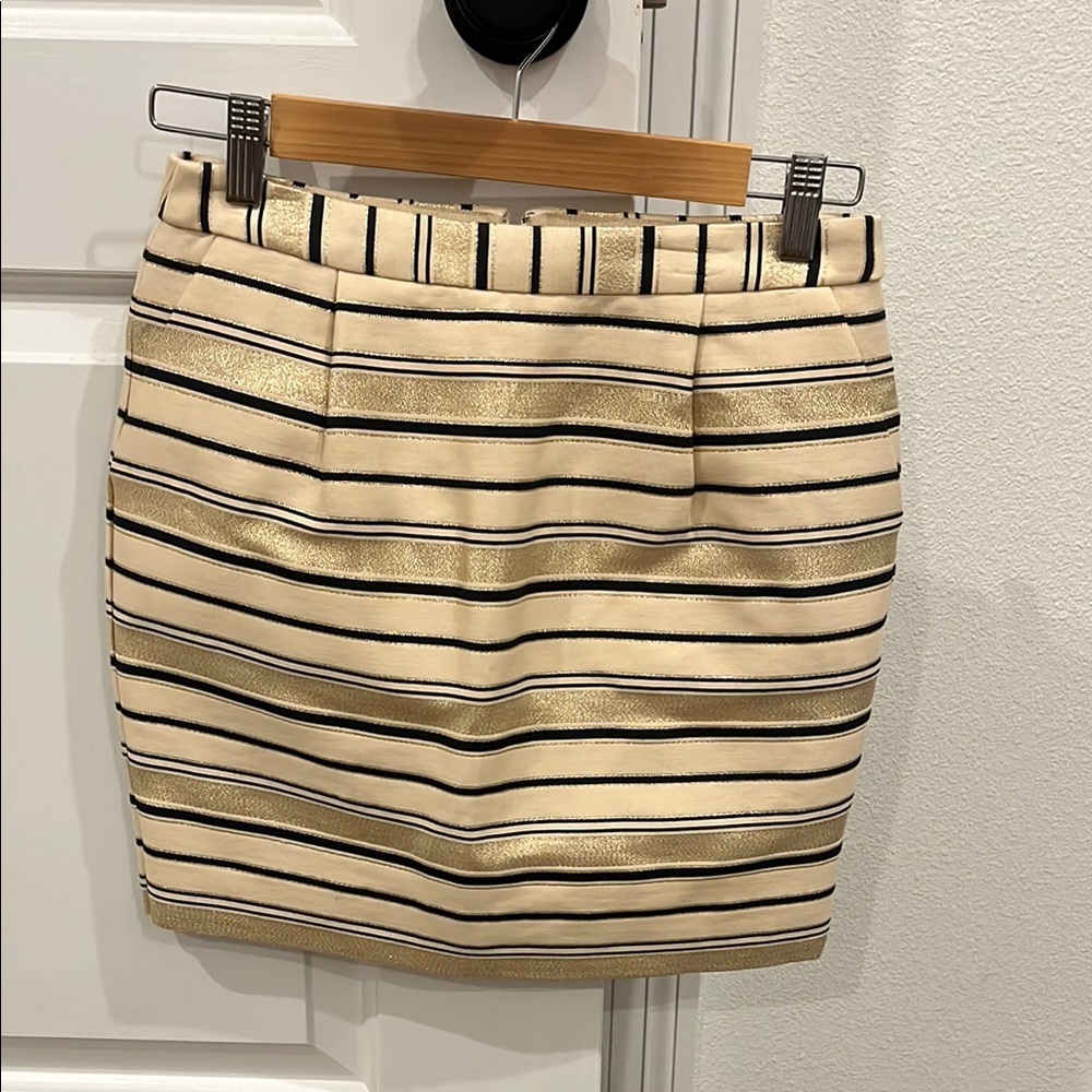 J. Crew Cream and Black Pencil Mini Skirt